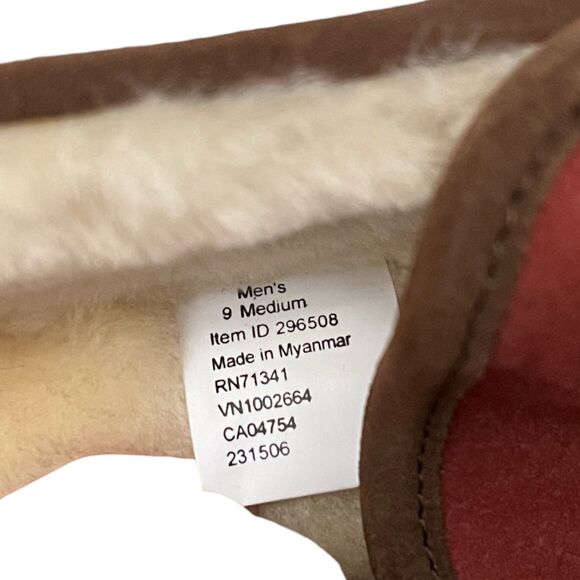L.L.Bean Wicked Good Venetian Slippers Mens 9 Red Brown Shearling Suede Loafers main image 8
